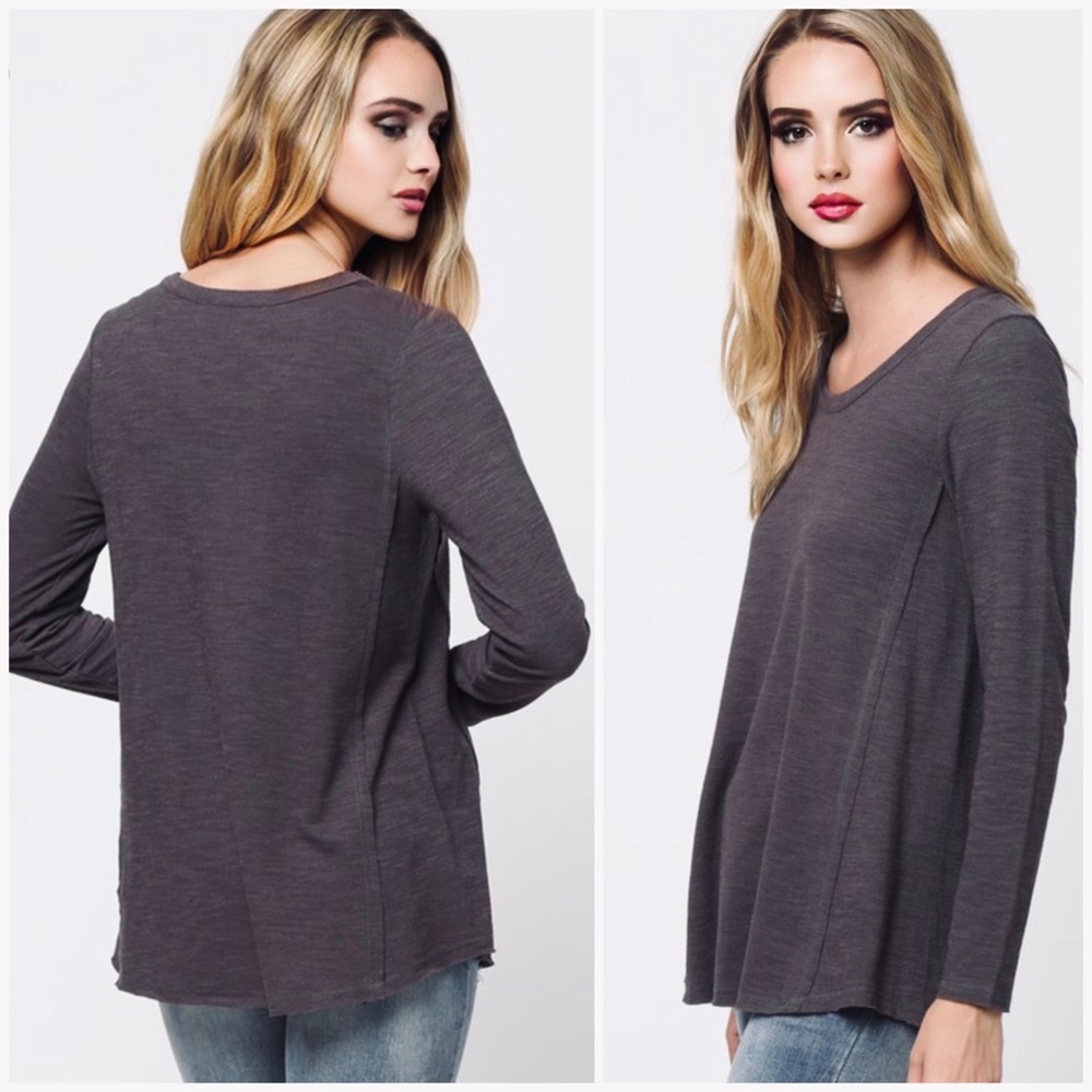 GRAY LONG SLEEVE TOP - Picture 5 of 10